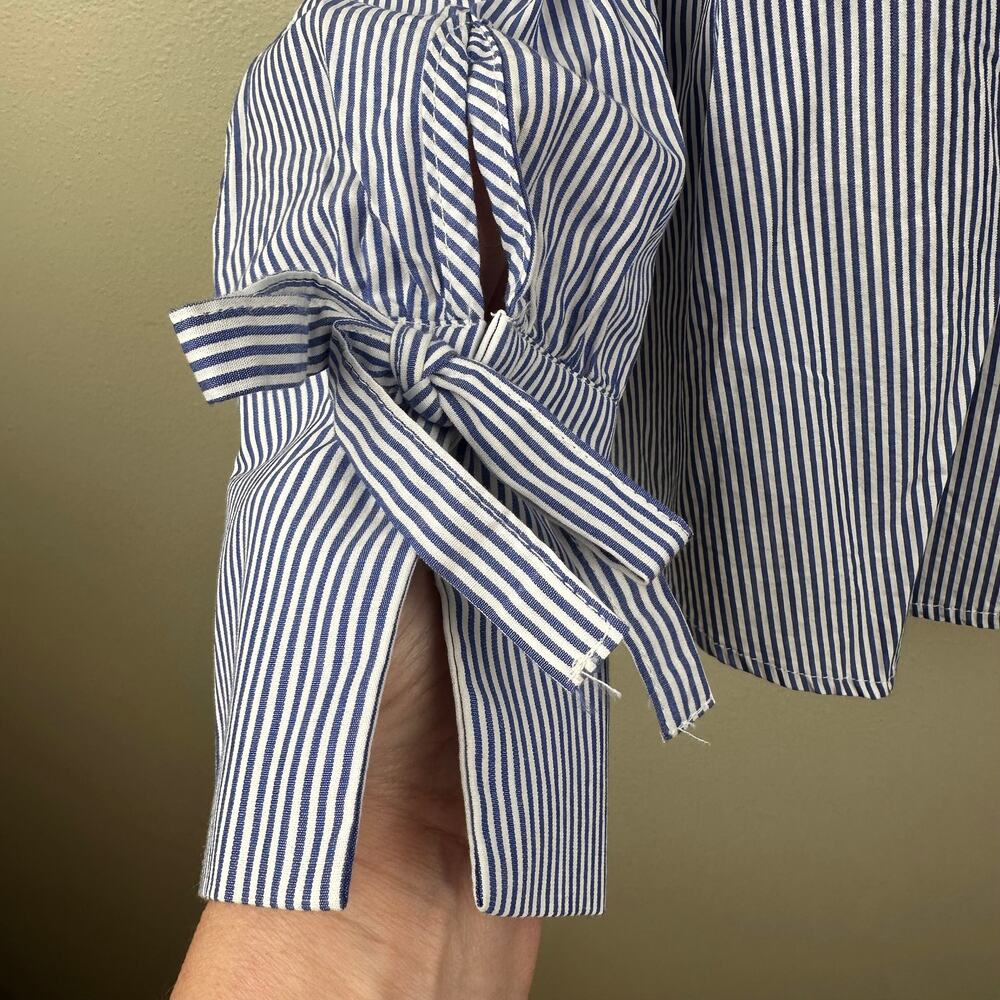 NEW Sanctuary Evereve Sorrel Tie Back Shirt Blouse Striped Nautical Blue XS - Picture 7 of 12